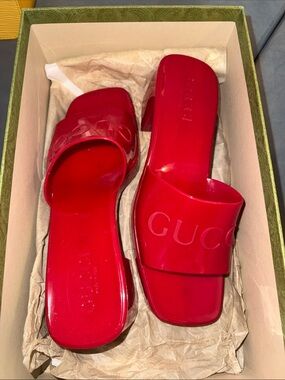 Gucci Glossy Red Slide Sandals